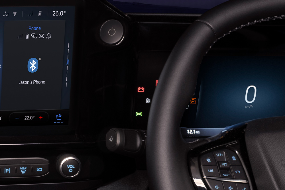 Ford E-Transit Custom Innenraumansicht. Visualisierung des Ford Key-Free-Systems.