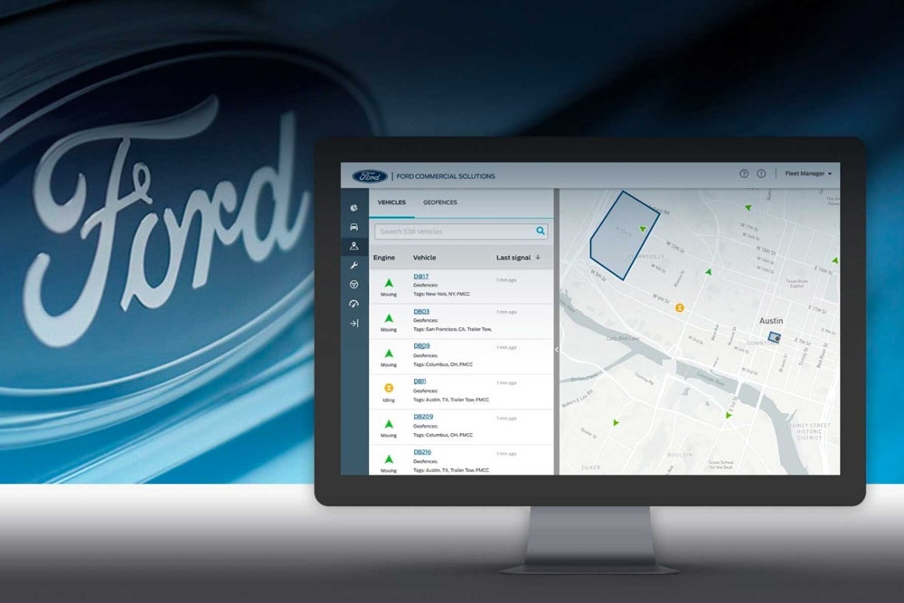 Computerbildschirm mit Ford Pro™ Telematics